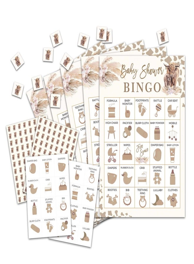 OZTEMETY Cow Baby Shower Bingo Card Game for Adults, Cow Baby Shower Party Supplies, Favors, Gender Reveal Party Decorations, 24 Players Bingo Game, C11 - Image 1